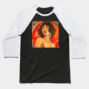 Art Deco Style Woman Baseball T-Shirt